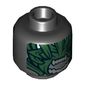 Minifig Head Berserker, Dark Green Scales, Light Gray Teeth in Gaping Mouth Print [Hollow Stud]