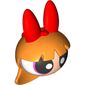 Minifig Head Special, Powerpuff Girl with Bow and Long Straight Hair Print (Blossom)