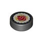Tile Round 1 x 1 with Striped Pink Tuna Rectangle Sushi Print