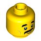 Minifig Head Sushi Chef, Thick Moustache, Short Eyebrows, Medium Nougat Cheeklines, Thin Curved Line Mouth with Slight Smile Print