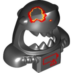 Mask Shark Head with Wide Open Mouth with Red and Yellow Markings, and Front Panel with Red Battery Print