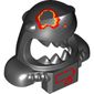 Mask Shark Head with Wide Open Mouth with Red and Yellow Markings, and Front Panel with Red Battery Print