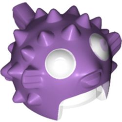 Helmet Puffer Fish with Spikes and Fins, Trans Clear Visor, White Eyes pattern