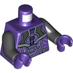 Torso Armor, Black and Silver Plates Print, Black Arms, Dark Purple Hands