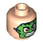 Minifig Head Masked Robber, Dual Sided, Bandaged Brow and Bruised Cheek / Green Hulk Mask Print [Hollow Stud]