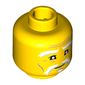 Minifig Head Sensei Wu (Master), White and Gray Eyebrows and Goatee, Eyelashes, Thin Mouth, Medium Nougat Wrinkles, Concerned Expression Print [Hollow Stud]