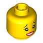 Minifig Head Shark Army, Thin Raised Eyebrows, Open Mouth with Red Lips and Clenched Teeth Print [Hollow Stud]