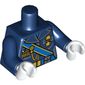 Torso Military Uniform with Blue Sash and Belt and Gold Chain and Medals Print, Dark Blue Arms, White Hands