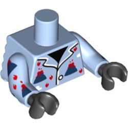 Torso Short with Back Ridges, Pajamas with Volcano Print, Bright Light Blue Arms, Black Hands