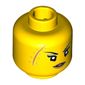 Minifig Head Shark Army, Thin Eyebrows, Large Medium Nougat Scar with Stitches, Slightly Open Mouth with Medium Nougat Lips Print [Hollow Stud]
