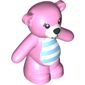 Animal, Bear / Teddy, Arms Down with Black Eyes with Eyelashes, Black Nose and Mouth on White Muzzle, Blue Stripes on White Belly Print