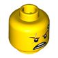 Minifig Head Kai, Reddish Brown Eyebrows, Medium Nougat Scar on Right Side, White Bandage on Left Side, Open Mouth Scowl Print [Hollow Stud]