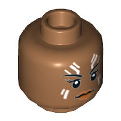 Minifig Head Valkyrie, Eyebrows, White Tattoos on Forehead and Cheeks Print