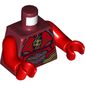Torso Armor with Red Plates and Gold Detailing, Gold Lightning Bolt (Flash Logo) Print, Red Arms and Hands