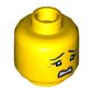 Minifig Head Pat / Patty Keys, Eyebrows and Three Eyelashes, Scared with Gritted Teeth Print [Hollow Stud]