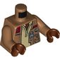 Torso Jacket with Pockets, Zipper and Gadgets, Tan Undershirt Print, Medium Nougat Arms, Reddish Brown Hands