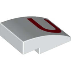 Slope Curved 3 x 2 No Studs with Red 'U' Print