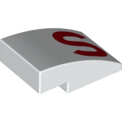 Slope Curved 3 x 2 No Studs with Red 'S' Print
