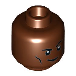 Minifig Head Cyborg / Nick Fury, Eyebrows and Cheek Lines, Smirk with Raised Eyebrow / Firm Expression Print