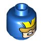 Minifig Head Giant-Man (Hank Pym), Glasses with Gold Lenses, Open Mouth Scowl with Teeth, V on Back Print [Hollow Stud]