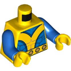 Torso Muscles, Blue Neck and Sides Print (Hank Pym Giant Man), Blue Arms, Yellow Hands