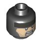 Minifig Head Batman, Dual Sided Balaclava, Flat Silver Stripe on Forehead, Nougat Face, Stubble, Firm / Fierce Expression Print [Hollow Stud]