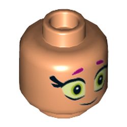 Minifig Head Starfire, Magenta Eyebrows, Large Eyes, Smile / Scared Print