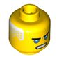 Minifig Head Zane, Eyebrows, Dark Azure Eyes, Open Mouth Scowl, White Hair on Back Print [Hollow Stud]