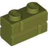 Olive Green Brick Special 1 x 2 with Masonry Brick Profile