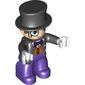 Duplo Figure with Top Hat (Silkhat), Purple Legs, Vest and Bow Tie, White Hands and Light Nougat Face with Monocle Print (Penguin)