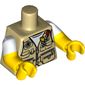Torso, Dual Molded Arms, Vest with Zipper, Pockets, Fish Sign and Fishing Hooks Print, White Sleeves Pattern, Yellow Arms and Hands