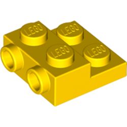 LEGO part PLATE 2X2X2/3 W. 2. HOR. KNOB in Bright Yellow/ Yellow