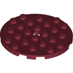LEGO part 11213 PLATE 6X6 ROUND WITH TUBE SNAP in Dark Red