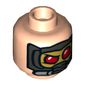 Minifig Head Star-Lord (Peter Quill), Eyebrows, Sideburns, Open Mouth Smile / Mask with Red Eyes Print