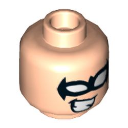 Minifig Head Nightwing, Black Eyemask, Cheesy Smile Print [Hollow Stud]