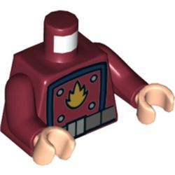 Torso Jacket with Dark Blue Square, Belt, and Star-Lord Fire Logo Print, Dark Red Arms, Light Nougat Hands