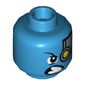 Minifig Head Nebula, Silver Head Plate with Yellow Robot Left Eye, Lopsided Scowl Print [Hollow Stud]