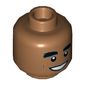 Minifig Head El Dorado, Dual Sided, Thick Eyebrows, Open Mouth Grin / Surprised Print [Hollow Stud]