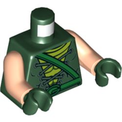 Torso Tunic with Laces, Lime Shirt, Bright Green Belt, 'G' Buckle Print (Green Arrow), Light Nougat Arms, Dark Green Hands