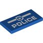 Tile 2 x 4 with 'Police', Badge, and White Line Print
