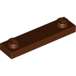 LEGO part 10092593 PLATE 1X4 W. 2 KNOBS in Reddish Brown