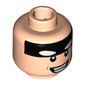 Minifig Head Batman, Black Stripe on Forehead, Broad Mean Smile Teeth Print [Hollow Stud]
