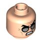 Minifig Head Hugo Strange, Thick Eyebrows, Silver Glasses, Angry, Teeth Print