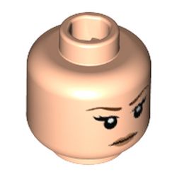 Minifig Head Black Canary, Reddish Brown Eyebrows, Neutral / Screaming Print