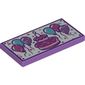 Tile 2 x 4 with Colored Birthday Cake and Balloons on White Background Print