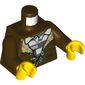 Torso Jacket with Fur Collar over Prison Shirt Print, Dark Brown Arms, Yellow Hands