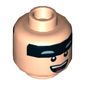 Minifig Head Batman, Dual Sided Black Stripe on Forehead, Smile with Teeth / Open Mouth with Teeth Print [Hollow Stud]