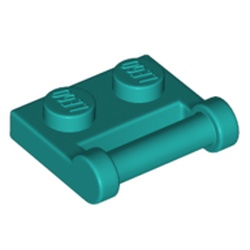 LEGO part 48336 Plate Special 1 x 2 [Side Handle Closed Ends] in Bright Bluish Green/ Dark Turquoise