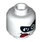 Minifig Head Harley Quinn, Black Eyemask, Red Tongue Sticking Out Print [Hollow Stud]