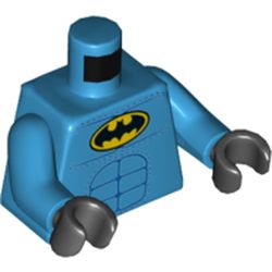 Torso Muscles, Batman Logo / Zipper on Back Print, Dark Azure Arms, Black Hands